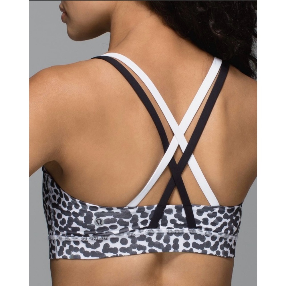 LULULEMON Energy bra black white spots sz 6